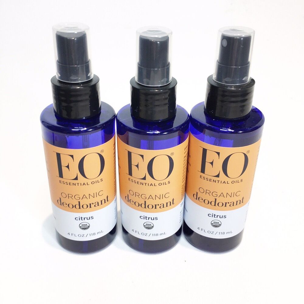EO Essential Oils Citrus Organic Deodorant Spray 4 oz (3 pack)‎ Aluminum Free